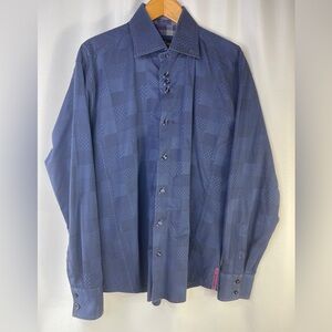Bertigo Blue Checkered Button Up Long Sleeve Men's Size 5 Shirt